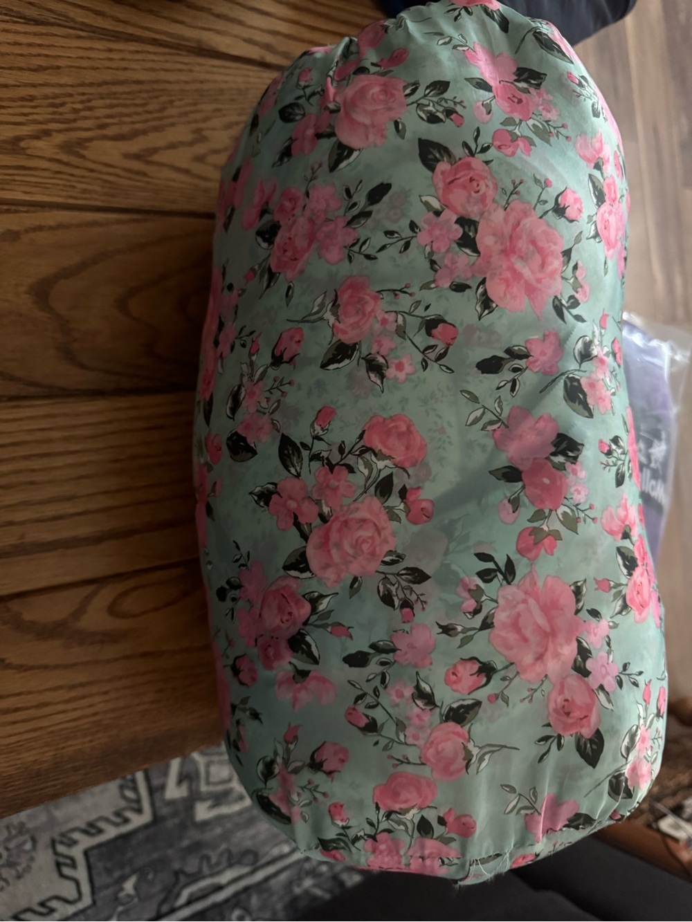 Kids Floral Sleeping Bag - Pink Floral on Mint
